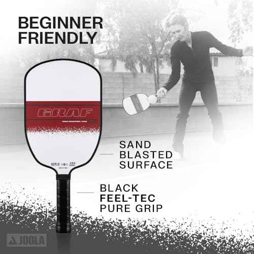 JOOLA Agassi GRAF Champion 12mm Pickleball Paddle - Sandblasted Pickleball Racket Increases Spin & Control - Agassi Shape with Extended Sweet Spot - UPA-A Certified - USAP Approved - NFC Chip Enabled