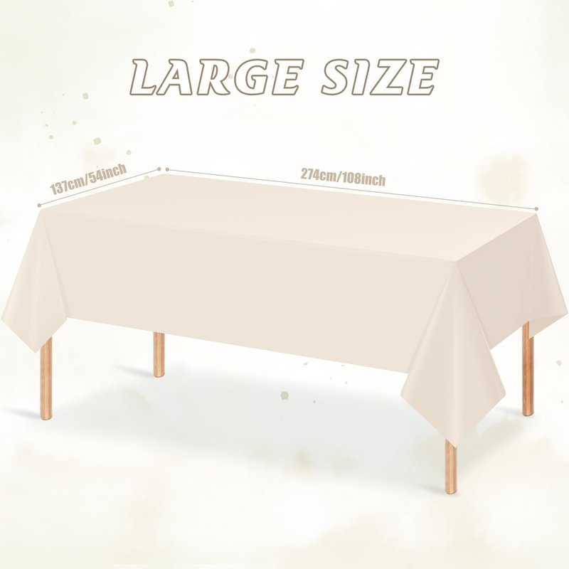 YIDAKO 3Pcs Beige Tablecloths for Rectangle Tables,Disposable Plastic Ivory Table Cloth,Waterproof Cream Table Cover for Birthdays Weddings Anniversary Party Decorations,54 x 108 Inch