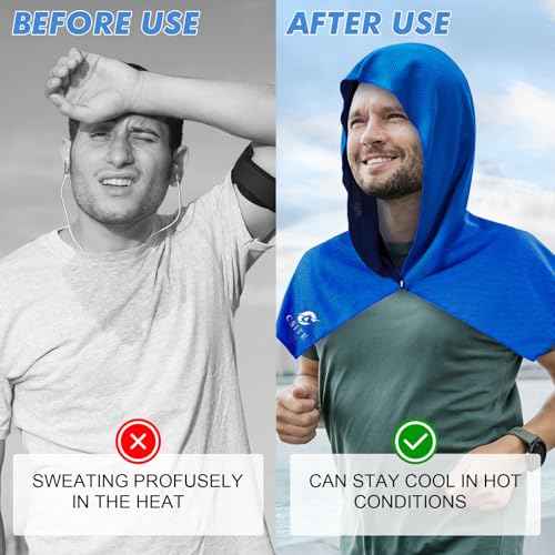 Cooling Hoodie Towels, Instant Cooling Towels for Neck and Face, UPF 50 Sun Protection, Ice Towel for Hot Weather, Head Towel for Sports, Camping, Cycling & More Activities