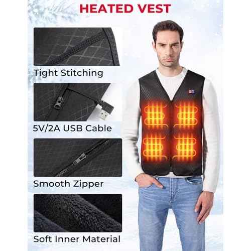 KEMIMOTO Heated Vest for Men, Electric Warming Vest for Hunting & Winter Sports (Battery Not Included)