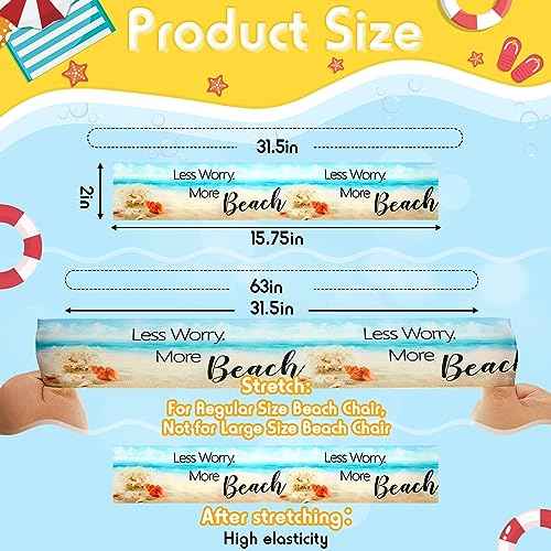 Boao 8 Pcs Large Towel Bands for Beach Chairs 15.75" x 1.97" Cruise Chairs Towel Bands Elastic Windproof Lounge Clips Strap Holder for Summer Pool Hawaiian Accessories Gifts (Beach)