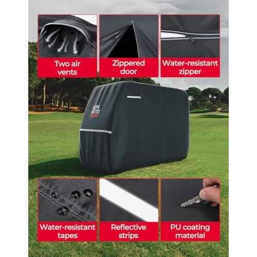 KEMIMOTO 600D Waterproof Golf Cart Cover, Universal Heavy Duty Large Golf Cart Rain Cover with Storage Bag Compatible with EZGO Club Car 2/2+2/4 Passenger, Black
