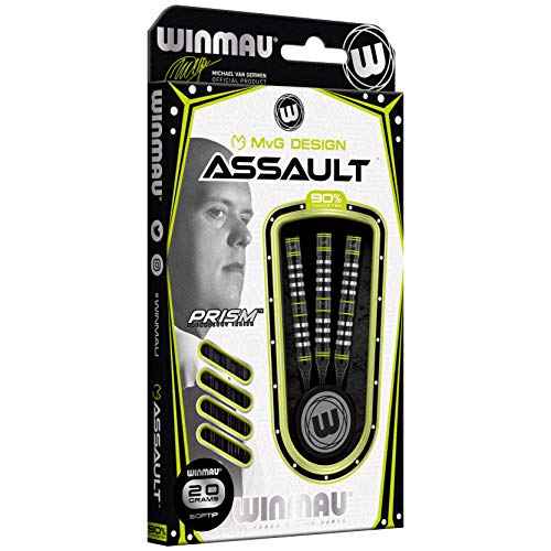 Winmau Michael Van Gerwen MvG Assault 90% Tungsten Darts Set with Flights and Stems (Shafts)