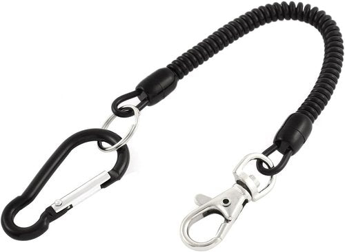 Carabiner Hook Coil Lanyard Key Chain with Lobster Clasp - Durable & Secure