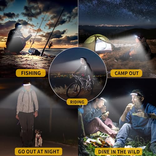 Othemo230 LED Headlamp, 230¡Æ Wide Beam Head Lamp, Motion Sensor LED Headlamp Rechargeable, 5Mode Headlamps for Adults, Bright Head Lights for Forehead, Hard Hat Headlight, Camping Essentials Gear 1Pcs