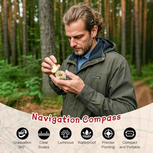 Flintronic Navigation Compass, Hiking Compass with Luminous Function, Waterproof Pocket Compass for Expedition Map Reading, Navigation, Orienteering and Survival