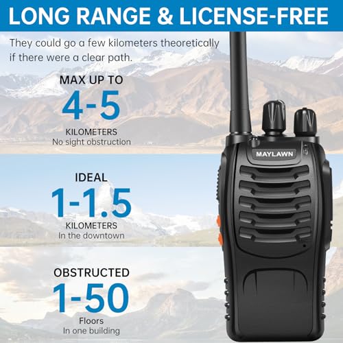Walkie Talkies Pack of 2, Walkie Talkies Long Range for Adults with Rechargeable Batteries, Two Way Radios with LED Light Earpieces and Chargers, 16 Channels, Supports VOX Function