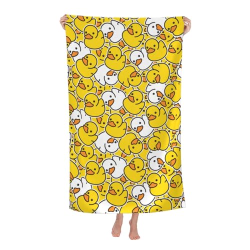 Cute Rubber Duck Beach Towel Large Microfiber Sand Free Quick Dry Bath Towels Gift for Pool Bathroom Travel Cruise Ship Essentials 32x52 Inch