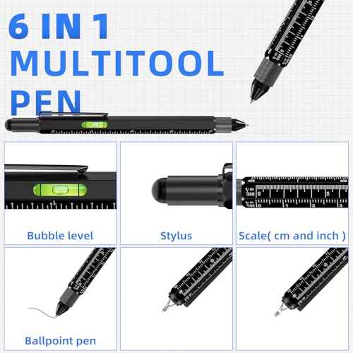 MaxLax 9-in-1 Multi-Tool Pen Gift Set - Father's Day Present with Pliers, Assembly and DisassemblyTools & Bottle Opener, Gifts for Men, Dads & Outdoorsmen - Great for Birthdays (Black+Black)