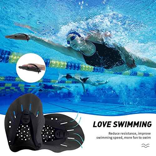 Swim Paddles With Adjustable Straps - Hand Paddles for Lap Swimming, Equipment for Women, Men, Children (1 Pair)