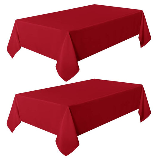 sancua 2 Pack Red Tablecloth 60 x 102 Inch, Rectangle 6 Feet Table Cloth - Stain and Wrinkle Resistant Washable Polyester Table Cover for Dining Tables, Buffet Parties and Camping