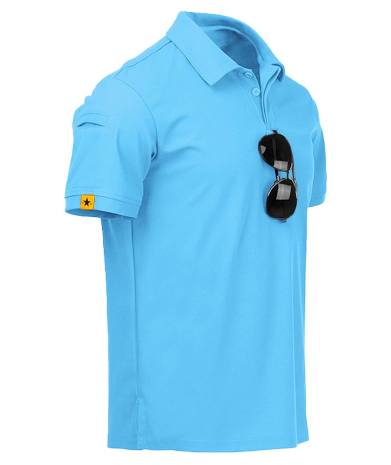 ZITY Mens Polo Shirt Short Sleeve Sports Tactical T-Shirt Athletic Golf Polos Daily Casual Stylish Collared Shirts for Men SkyBlue 5X-Large