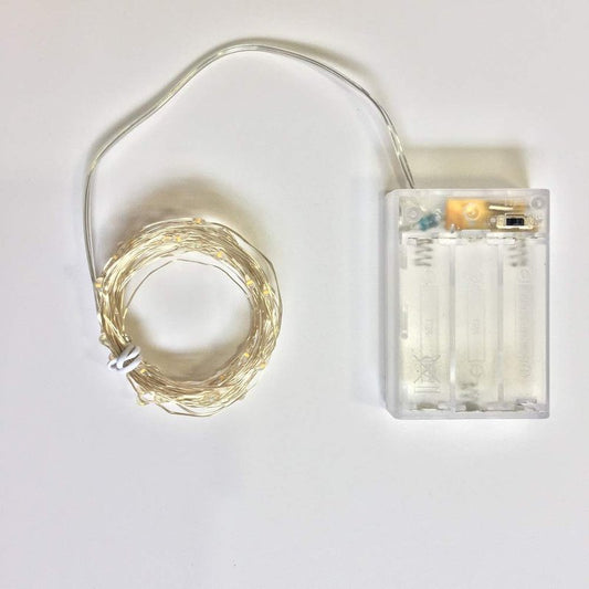 Pack 2 Indoor Battery-operated Led String Lights with Timer,Mini Leds Fairy Lights for Wedding Centerpiece Christmas Party Lighting Decorations,50 Count Leds,18FT Silver Wire (Warm White)