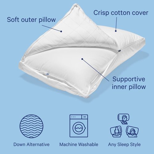 Casper Sleep Original Pillow - Medium Soft Down-Alternative Fill for Neck Pain Relief | Standard Size, Machine Washable