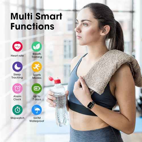 Fitness Tracker Watch with Heart Rate Monitor, Large Screen Activity Tracker with Pedometer, Sleep Monitor, Calories & Step Counter, 5ATM Waterproof Smart Watch for Women Men Fitness Watch for Sports