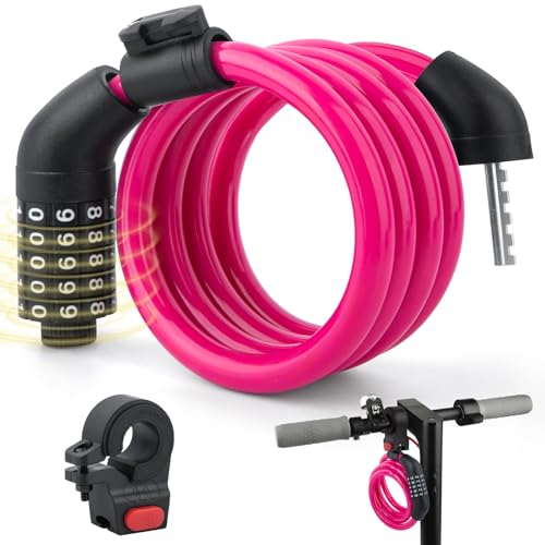 E Scooter Lock, Bike Combination Cable Locks Compatible with Xiaomi M365/Max/GXL/Ninebot/Segway/Motor/Bicycle Lock 4 ft Long/0.472In Scooter Anti-Theft Ideal 4 Digit/12 Steel Cable