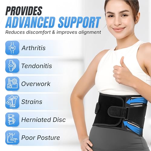 Back Brace for Lower Back Pain Relief | Sciatica Lumbar Support Belt for Men & Women, Adjustable Back Support Brace for Work & Daily Use, All-Day Comfort & Heavy-Duty Compression (Medium 33-38.9")