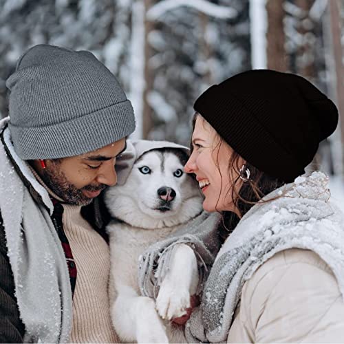 ZOORON 1&2 Pack Beanie for Men Women Slouchy Beanie Hats Winter Knit Caps Soft Ski Hat Unisex