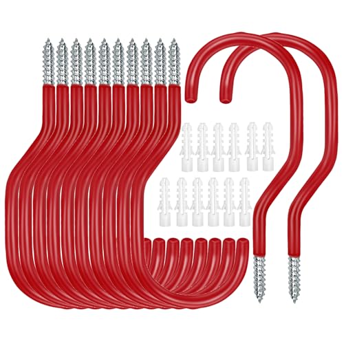 Bike Hooks Heavry Duty 12 Pack,Bicycle Storage Hanger Screw in Ceiling Hooks,Utility Hooks for Wall,Garage,Garden Organization and Storage,Fits Hanging All Bike Types,Bicycle Storage Hooks