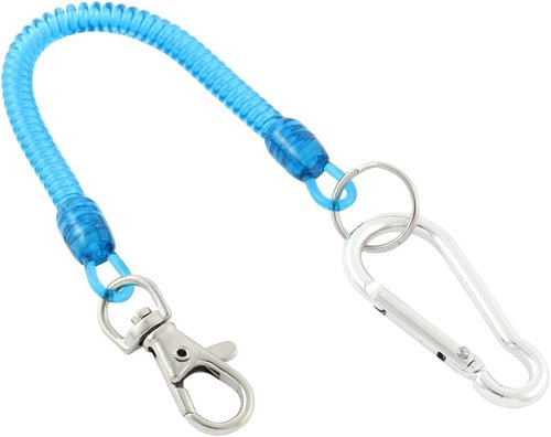 Carabiner Hook Coil Lanyard Key Chain with Lobster Clasp - Durable & Secure