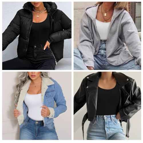 Ekouaer Women Long Sleeve Shirt Scoop Neck Tops Slim Fit Basic Top Thermal Undershirts Base Layer Tee