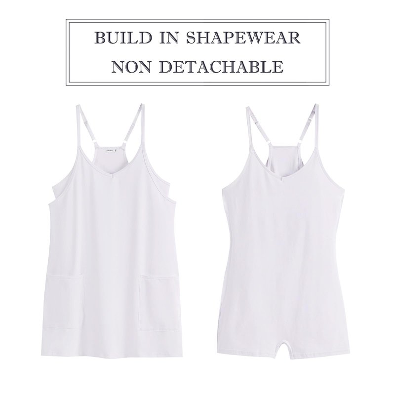 ANRABESS Women Athletic Dress Summer Tennis Workout Active Sports Mini Romper Dress Built in Shorts Travel Vacation Clothes White XX-Large