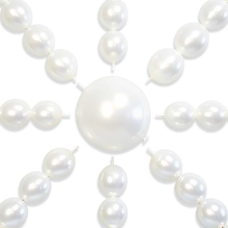 PartyWoo Pearl White Linking Balloons 100pcs 12 Inch White Link Balloon for Anniversary Retirement Wedding Graduation Baby Shower Birthday Gender Reveal Engagement Party Decorations White-W14