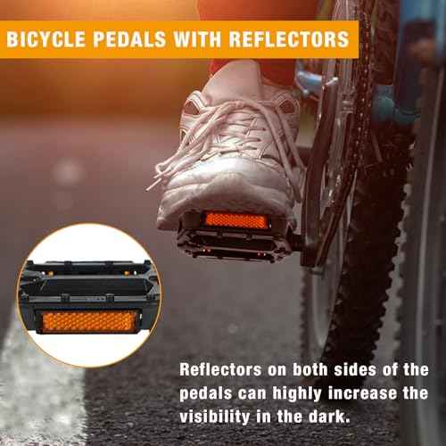 Bike Pedals 9/16" Lightweight Non-Slip Bicycle Platform Pedals - Fits Most Adult Bikes & Mountain Bikes &MTB, Durable and Slip-Resistant Design