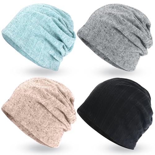 ELLEWIN Cotton Slouchy Beanie Hip-Hop Soft Lightweight Running Beanie Adult Skull Hats Cap for Men Women