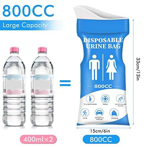DIBBATU Disposable Urine Bag, 12/24 PCS Pee Bags for Travel for Women/Men, 800ML Emergency Portable Urinal Bag and Vomit Bags, Unisex Urinal Bag for Camping, Traffic Jams, Pregnant, Patient, Kids