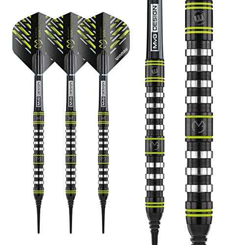 Winmau Michael Van Gerwen MvG Assault 90% Tungsten Darts Set with Flights and Stems (Shafts)