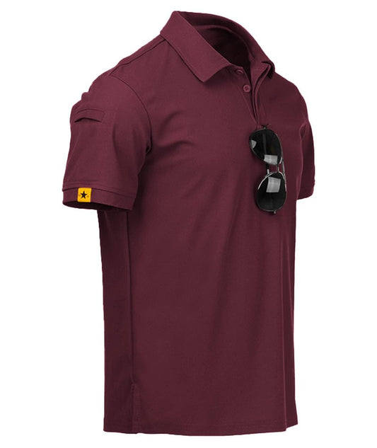 ZITY Mens Polo Shirt Short Sleeve Sports Tactical T-Shirt Athletic Golf Polos Daily Casual Stylish Collared Shirts for Men Wine Red 4X-Large
