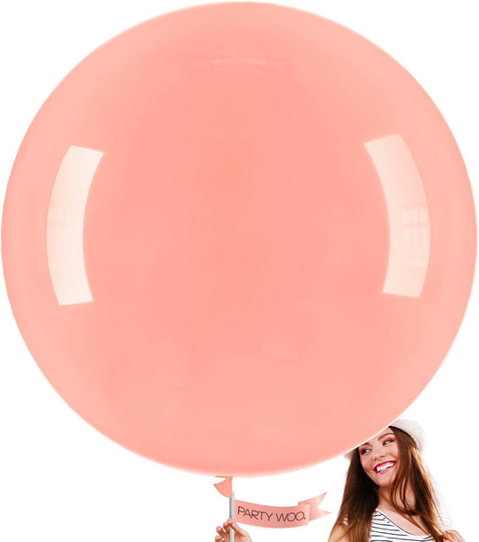 PartyWoo Extra Large 36-Inch Pastel Orange Balloons - Jumbo Latex Helium Balloons for Baby Showers & Birthday Parties