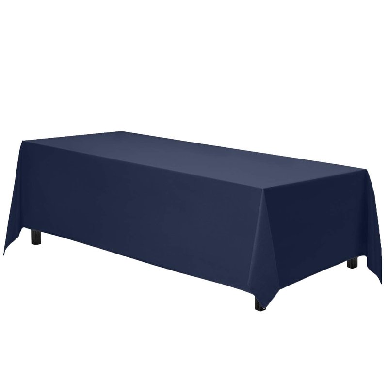 Gee Di Moda Rectangle Tablecloth - 90 x 132 Inch Navy Blue Table Cloth for 6 Foot Tables with Floor-Length Drop - Heavy Duty Washable Fabric for Holiday Party, Dinner, Weddings & Baby Shower