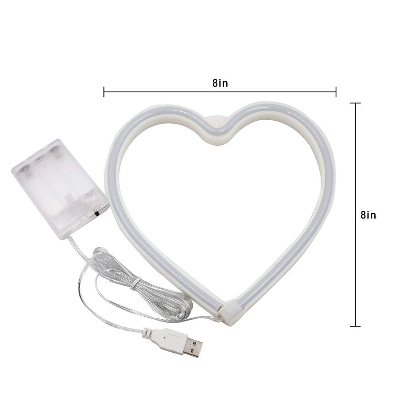 Red Heart Neon Sign, Battery Operated or USB Powered Neon Heart Lights for Valentines Day Decoration, Valentines Gifts for Wife Wedding Proposal Anniversary Mother's Day Girls’ Room Table Wall Decor