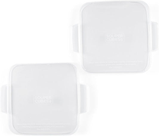 Souper Cubes | 5 x 5 Stoneware Baking Dishes with Silicone Covers - Set of 2