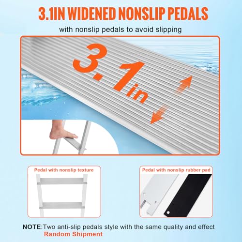 VEVOR Removable Dock Ladder 3/4/5 Steps, 350/500lbs Load Capacity, Aluminum Swim Ladders, Pontoon Boat Ladder with Nonslip Design for Lake, Marine Boarding, Pool