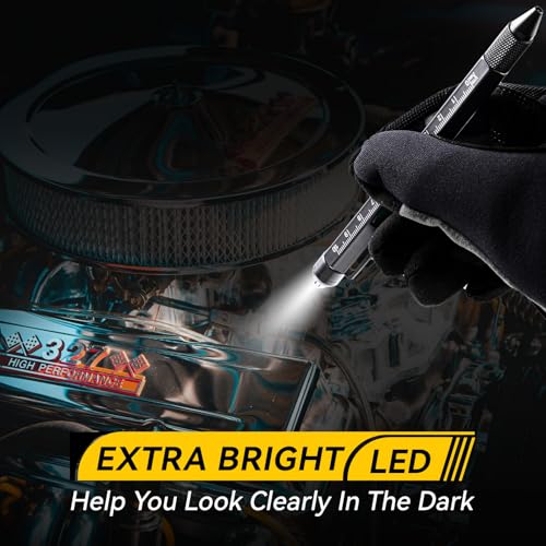 11-in-1 Multitool Pen Set with LED Light, Flathead & Phillips Screwdrivers, Level, Ruler, Bottle Opener, and Stylus, Christmas Stocking Stuffers for Men Adults, Gifts for Him, Husband, Black