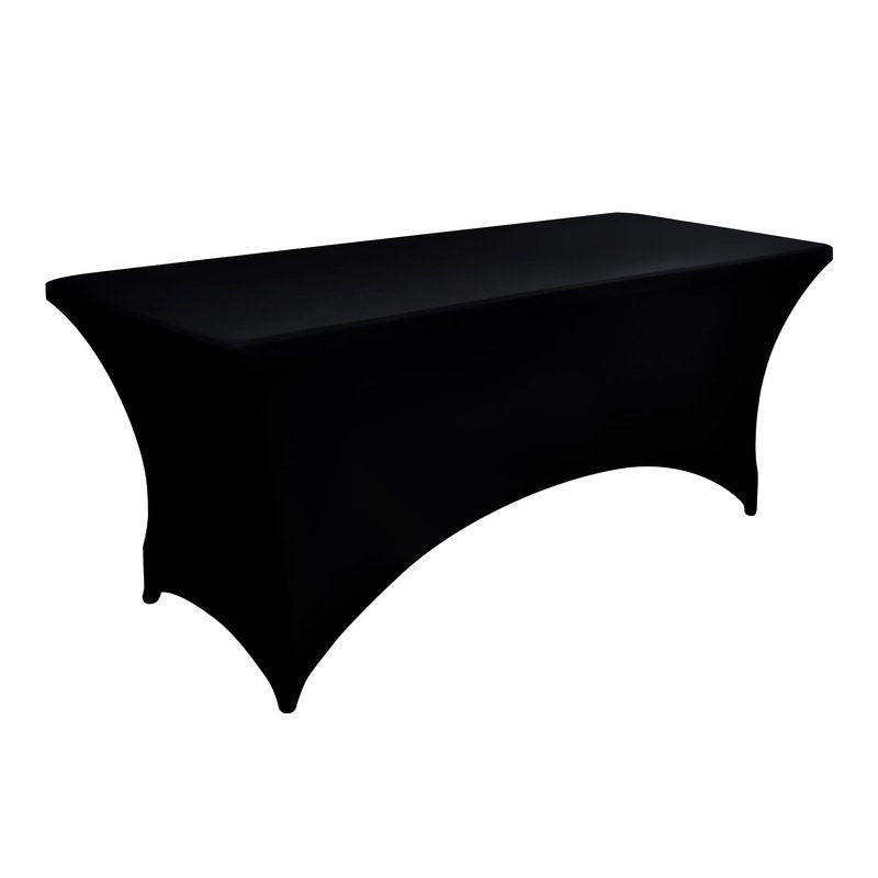ZarzaaSik 10-Pack 4ft Black Spandex Table Covers for Rectangular Folding Tables - Wrinkle Resistant Stretch Tight Table Cloths - Fitted Table Protector for Parties, Trade Shows, Banquet, and Wedding
