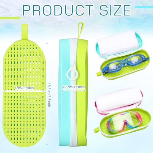 2 Pcs Swim Goggle Case for Swimming with Hole Zipper Clip Silicone Cases for Goggle Gift