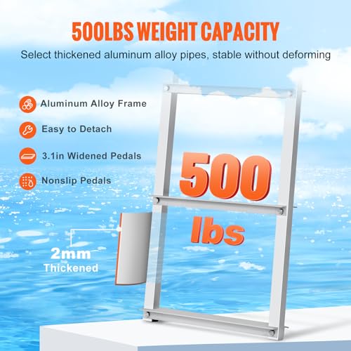 VEVOR Removable Dock Ladder 3/4/5 Steps, 350/500lbs Load Capacity, Aluminum Swim Ladders, Pontoon Boat Ladder with Nonslip Design for Lake, Marine Boarding, Pool