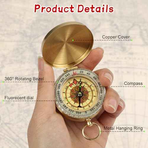 Flintronic Navigation Compass, Hiking Compass with Luminous Function, Waterproof Pocket Compass for Expedition Map Reading, Navigation, Orienteering and Survival