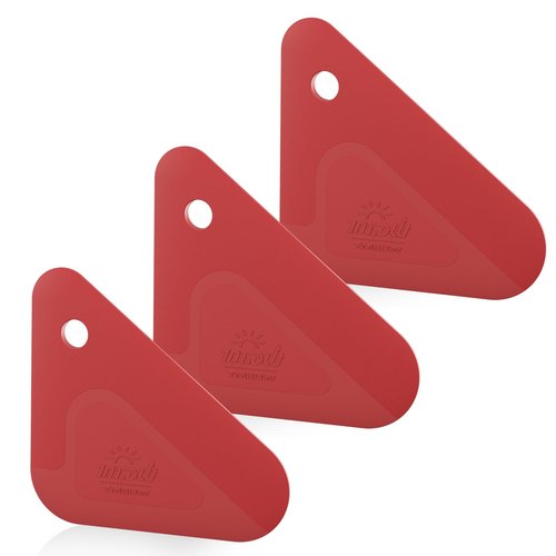Food Scraper, 2-in-1 Pot and Pan Dish Scraper, Nylon and Silicone, Kitchen Scraper Tools for Cast Iron Skillets, Cookware, Dishes, Pans and Pots, Heat Resistant, Set of 3 - Red