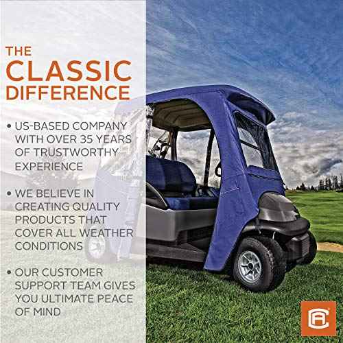 Classic Accessories Fairway Long Roof 4-Person Golf Cart Quick-Fit Cover, Black