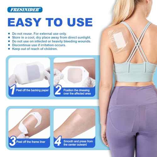 FRESINIDER Transparent Film Dressing 4¡± x 4.75¡± (20 Pack) ? Waterproof Shower Bandages, Breathable Clear Wound Cover with Border for IV Shield, Post-Surgery Care & Tattoo Aftercare