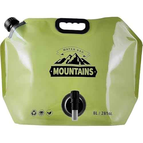 Collapsible 8L Water Storage Bag, BPA-Free Portable Folding Water Jug with Adjustable Faucet, Leakproof Emergency Water Bag for Camping, Hiking, Riding, Outdoor Sport 1green