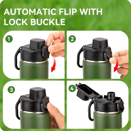 Snowfall Auto Flip Lid for Hydro Flask 12-64 oz Wide Mouth, Spout Lid for Simple Modern, Iron Flask, Takeya Wide Mouth Water Bottle