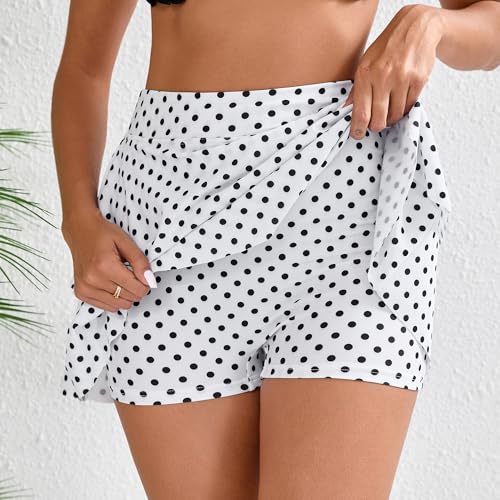 Halcurt Women's High Waisted Ruffle Swim Skirt with Shorts Tummy Control Swimsuit Bottoms