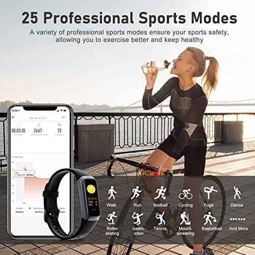 Fitness Tracker with Step Counter/Calories/Stopwatch, Activity Tracker, Health Tracker with Heart Rate Monitor, Sleep Tracker,1.10''AMOLED Touch Color Screen, Pedometer Watch for Women Men