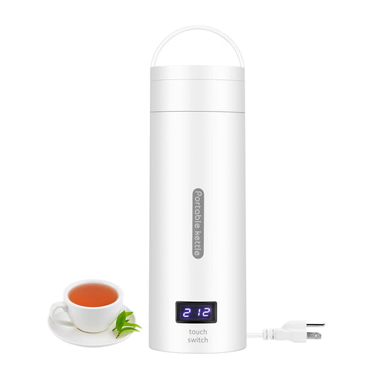 Small Travel Electric Kettle, 380ml Portable Electric Tea Kettle with 4 Temperature Control, Mini Portable Hot Water Boiler 304 Stainless Materials Automatic Shut off and Dry Protection